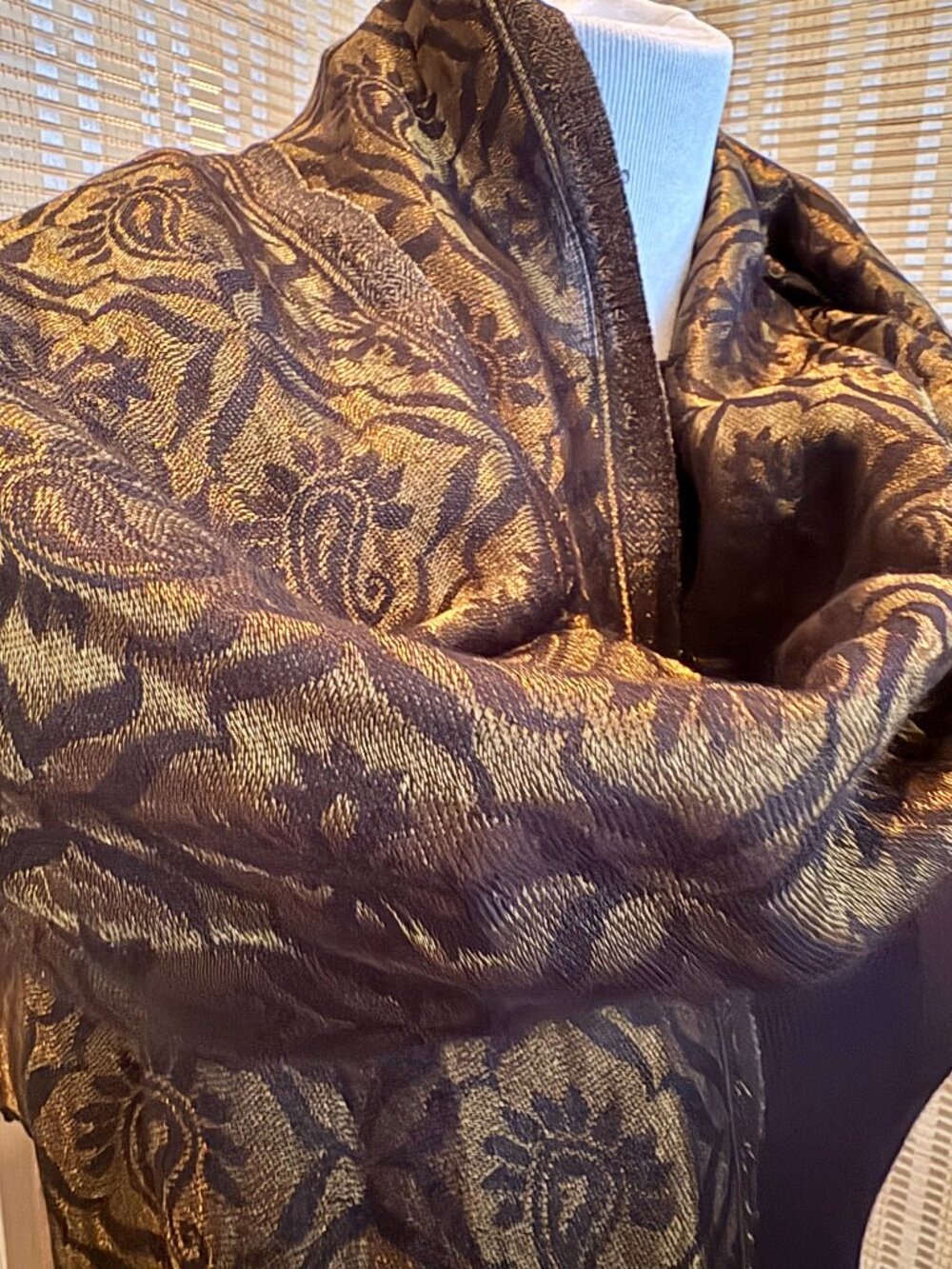 Gold and Black Silk Scarf